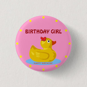 Rubber Ducky "Birthday Girl" Ronde Button 3,2 Cm