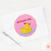 Rubber Ducky "Birthday Girl" Ronde Sticker (Envelop)