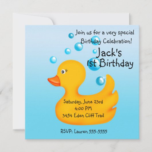 Rubber Ducky Birthday Invitations Kaart (Voorkant)