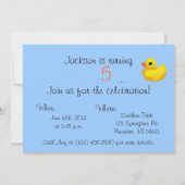 Rubber Ducky Birthday Party Invitations Kaart (Achterkant)