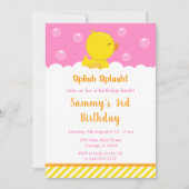 Rubber Ducky Birthday Party Yellow and Pink Kaart (Voorkant)