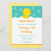 Rubber Ducky Birthday Party Yellow en Green Kaart (Voorkant / Achterkant)