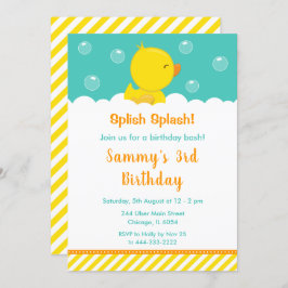 Rubber Ducky Birthday Party Yellow en Green Kaart