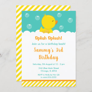 Rubber Ducky Birthday Party Yellow en Green Kaart