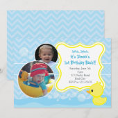 Rubber Ducky Birthday Uitnodiging met twee foto's (Voorkant / Achterkant)