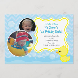Rubber Ducky Birthday Uitnodiging met twee foto's