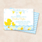 Rubber Ducky Blauw & Geel Baby shower Invitation Kaart