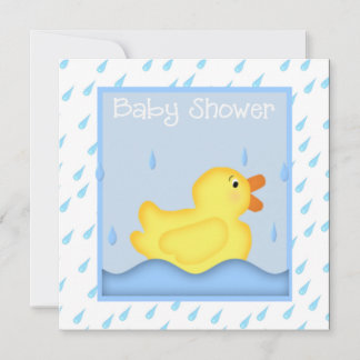 Rubber Ducky Blue Baby shower Invitation Kaart