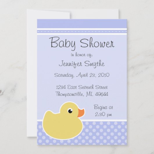 Rubber Ducky Blue Baby Shower-uitvindingen Kaart (Voorkant)