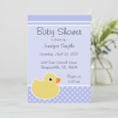 Rubber Ducky Blue Baby Shower-uitvindingen Kaart (Staand voorkant)