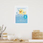 Rubber Ducky Blue Boy 1e Verjaardag Welkom Poster (Keuken)