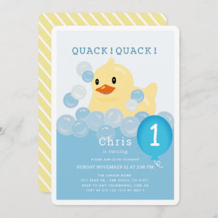 Rubber Ducky Blue Boy 1st Birthday Kaart