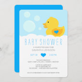 Rubber Ducky Blue Boy Baby shower Invitation Kaart (Voorkant / Achterkant)