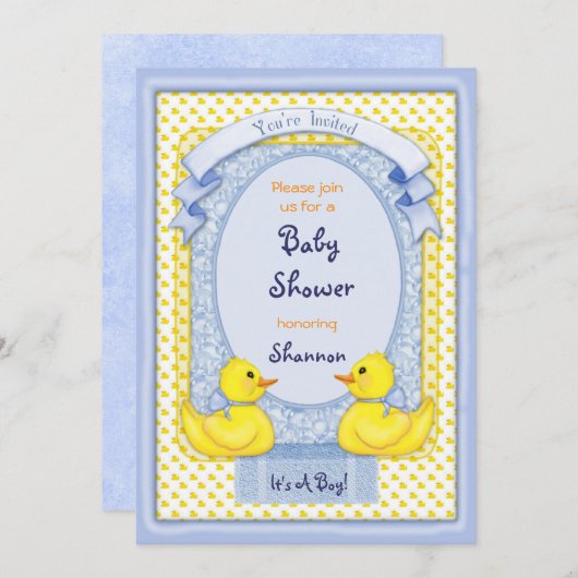 Rubber Ducky Blue Douche Uitnodiging (Voorkant / Achterkant)