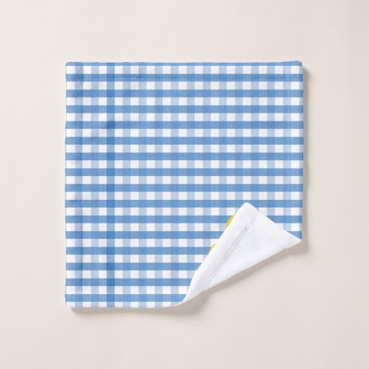 Rubber Ducky Blue Gingham Bathroom Bad Handdoek (Wasdoekje)