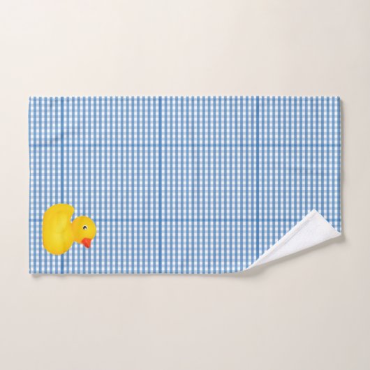 Rubber Ducky Blue Gingham Bathroom Bad Handdoek (Handdoek)