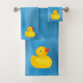 Rubber Ducky Blue Waterverf Art Bad Handdoek (Insitu)