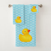 Rubber Ducky Blue Waves Bathroom Towel set Bad Handdoek (Insitu)