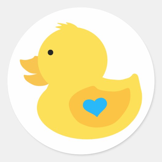 Rubber Ducky Boy Baby shower Ronde Sticker (Voorkant)