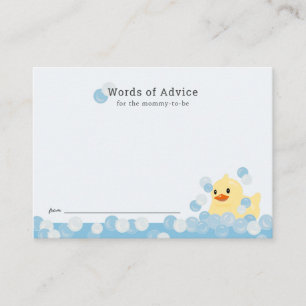 Rubber Ducky Boy Blauw Baby shower Advies Kaart