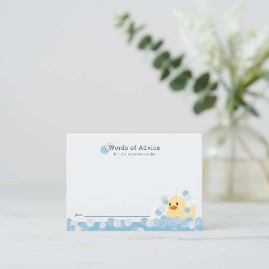 Rubber Ducky Boy Blauw Baby shower Advies Kaart (Staand voorkant)
