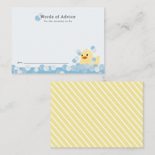 Rubber Ducky Boy Blauw Baby shower Advies Kaart (Voorkant / Achterkant)