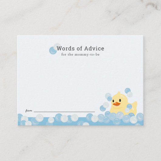 Rubber Ducky Boy Blauw Baby shower Advies Kaart (Voorkant)
