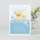 Rubber Ducky Boy Blauw Baby shower Kaart (Staand voorkant)