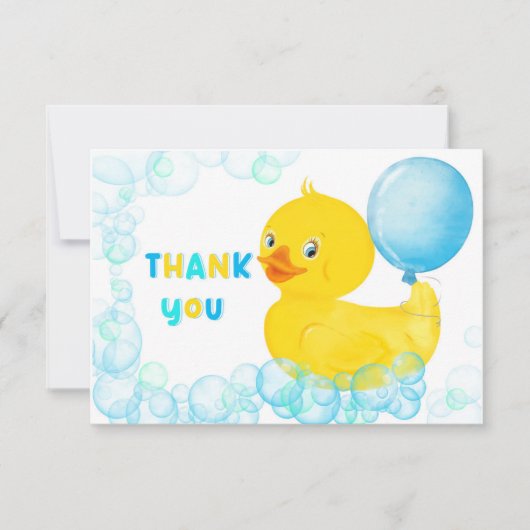 Rubber Ducky Boy First Birthday Bedankt (Voorkant)