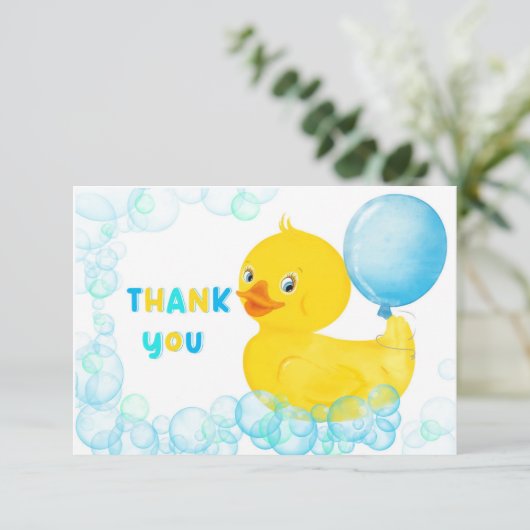 Rubber Ducky Boy First Birthday Bedankt (Staand voorkant)