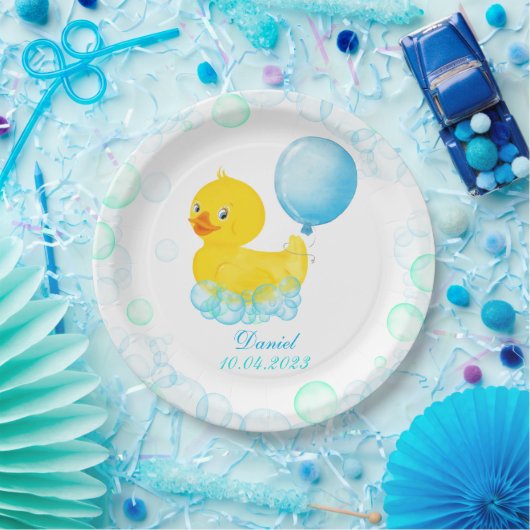 Rubber Ducky Boy First Birthday Paper Bord (Feest)