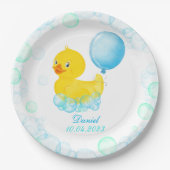 Rubber Ducky Boy First Birthday Paper Bord (Voorkant)