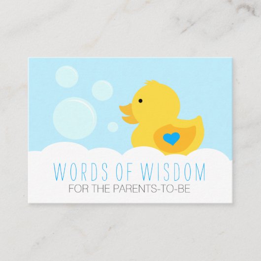 Rubber Ducky Bubble Bath Boy Baby shower Advice Advieskaart (Voorkant)