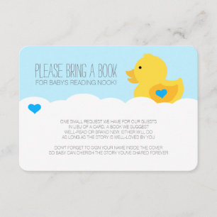 Rubber Ducky Bubble Bath Boy Baby shower Behuizing Informatiekaartje