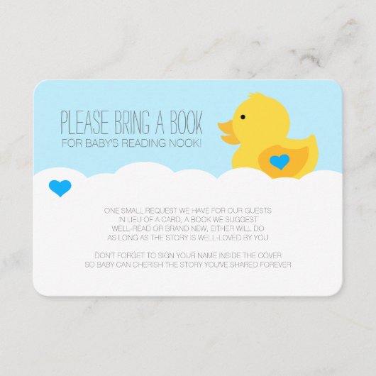 Rubber Ducky Bubble Bath Boy Baby shower Behuizing Informatiekaartje (Voorkant)