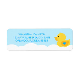 Rubber Ducky Bubble Bath Boy Baby shower Etiket