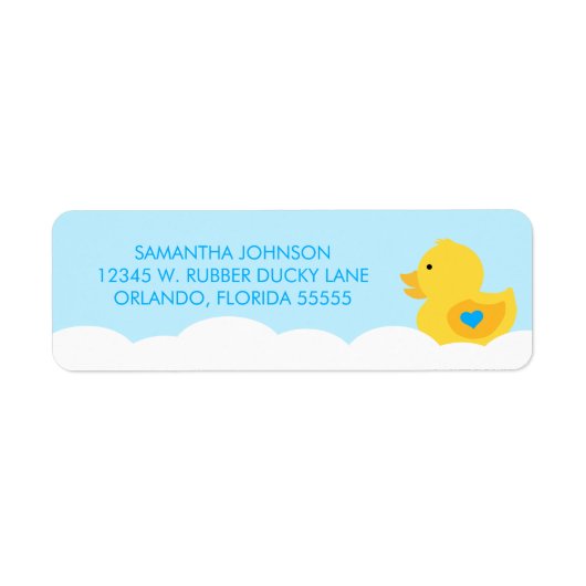 Rubber Ducky Bubble Bath Boy Baby shower Etiket (Voorkant)