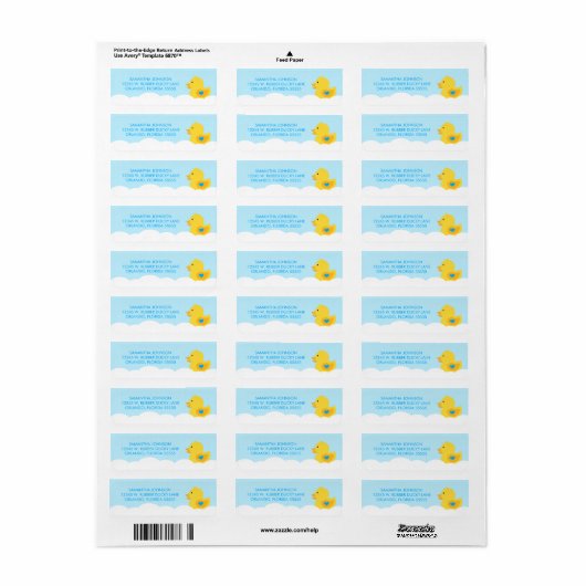 Rubber Ducky Bubble Bath Boy Baby shower Etiket (Full Sheet)