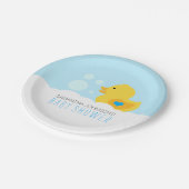 Rubber Ducky Bubble Bath Boy Baby shower Papieren Bordje (Gekanteld)