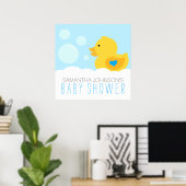 Rubber Ducky Bubble Bath Boy Baby shower Poster (Thuiskantoor)
