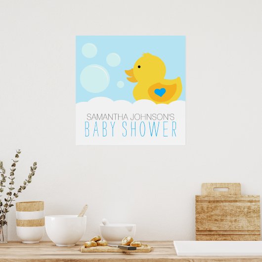 Rubber Ducky Bubble Bath Boy Baby shower Poster (Keuken)