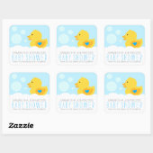 Rubber Ducky Bubble Bath Boy Baby shower Vierkante Sticker (Vel)