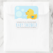Rubber Ducky Bubble Bath Boy Baby shower Vierkante Sticker (Tas)