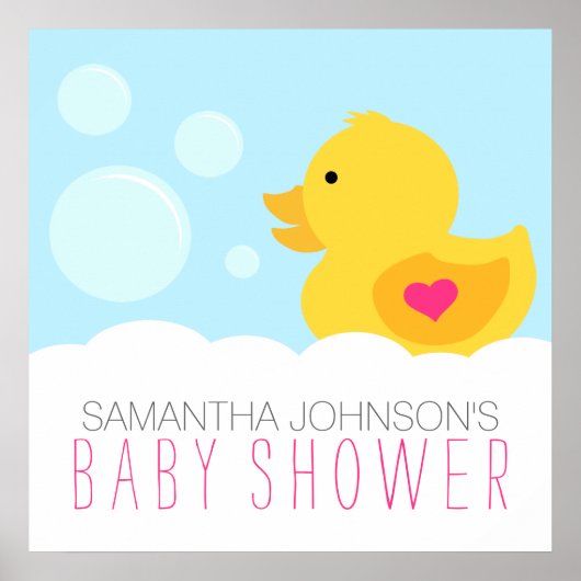 Rubber Ducky Bubble Bath Girl Baby shower Poster (Voorkant)