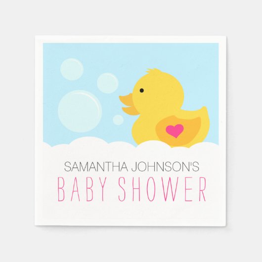 Rubber Ducky Bubble Bath Girl Baby shower Servetten (Voorkant)