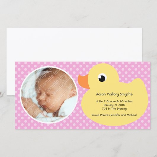 Rubber Ducky Bubble Lijst Nieuwe Baby Fotokaarten Aankondiging (Voorkant / Achterkant)