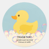 Rubber Ducky Bubbles Baby shower Ronde Sticker (Voorkant)