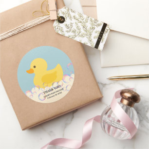Rubber Ducky Bubbles Baby shower Ronde Sticker