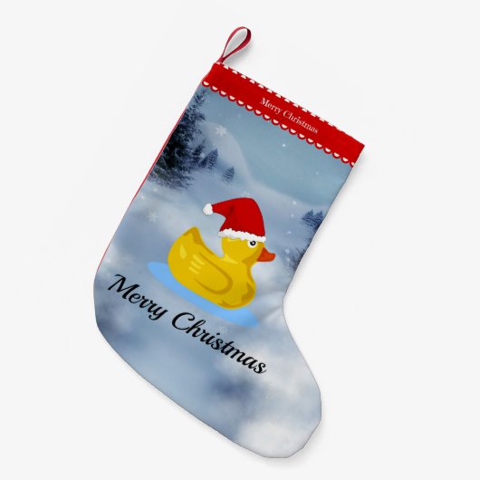 Rubber Ducky Christmas Greetings Kleine Kerstsok (Voorkant (Hangend))