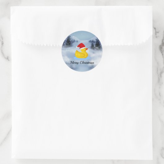 Rubber Ducky Christmas Greetings Ronde Sticker (Tas)